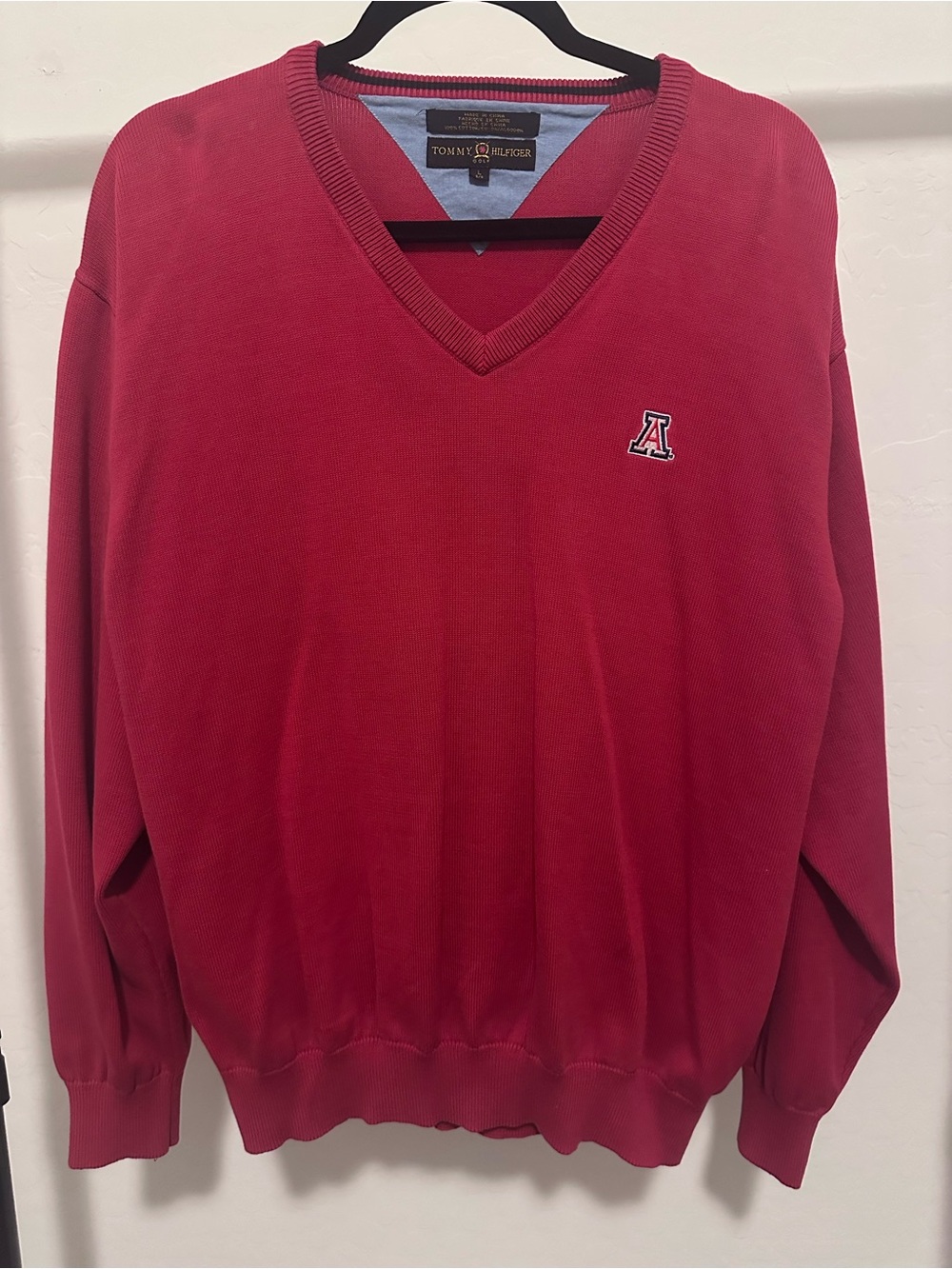 Tommy Hilfiger Men's Red V-Neck University of Arizona